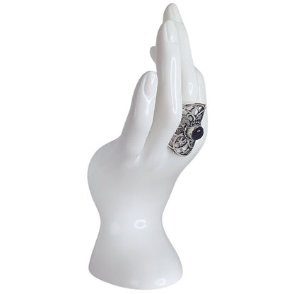 Bague graine de vie couleur argent améthyste