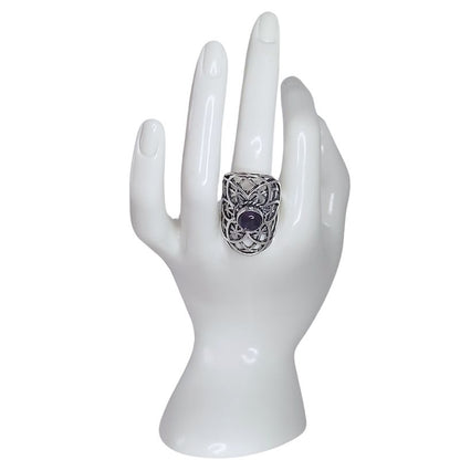 Bague graine de vie couleur argent améthyste