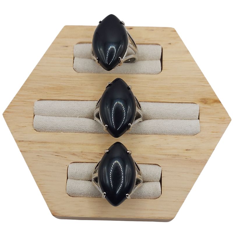 Bague marquise en Agate Noire - Qualité A