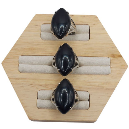 Bague marquise en Agate Noire - Qualité A