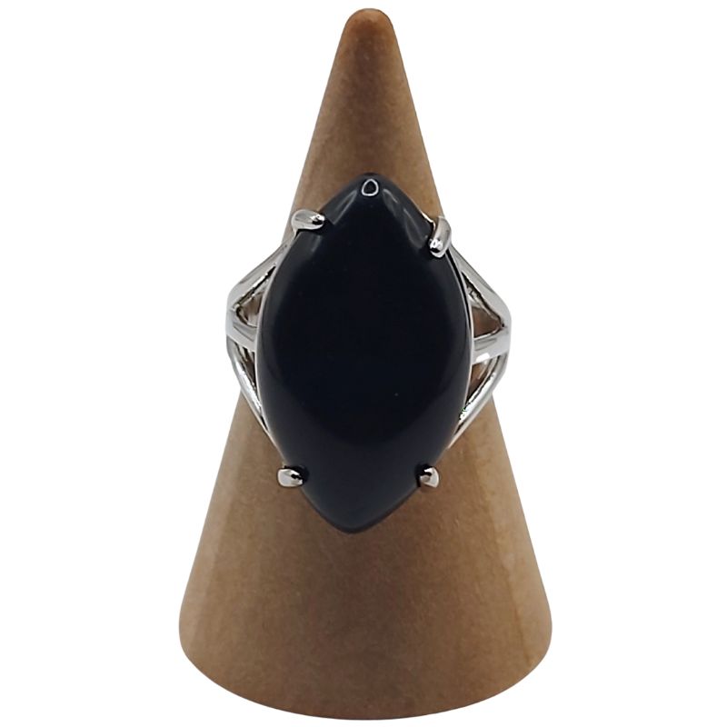 Bague marquise en Agate Noire - Qualité A