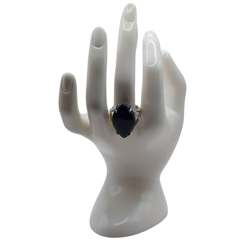 Bague marquise en Onyx Noir - Qualité A
