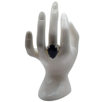 Bague marquise en Onyx Noir - Qualité A