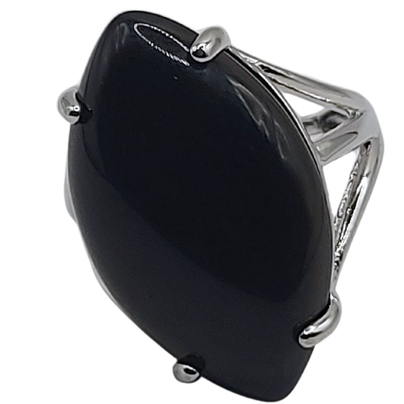 Bague marquise en Onyx Noir - Qualité A