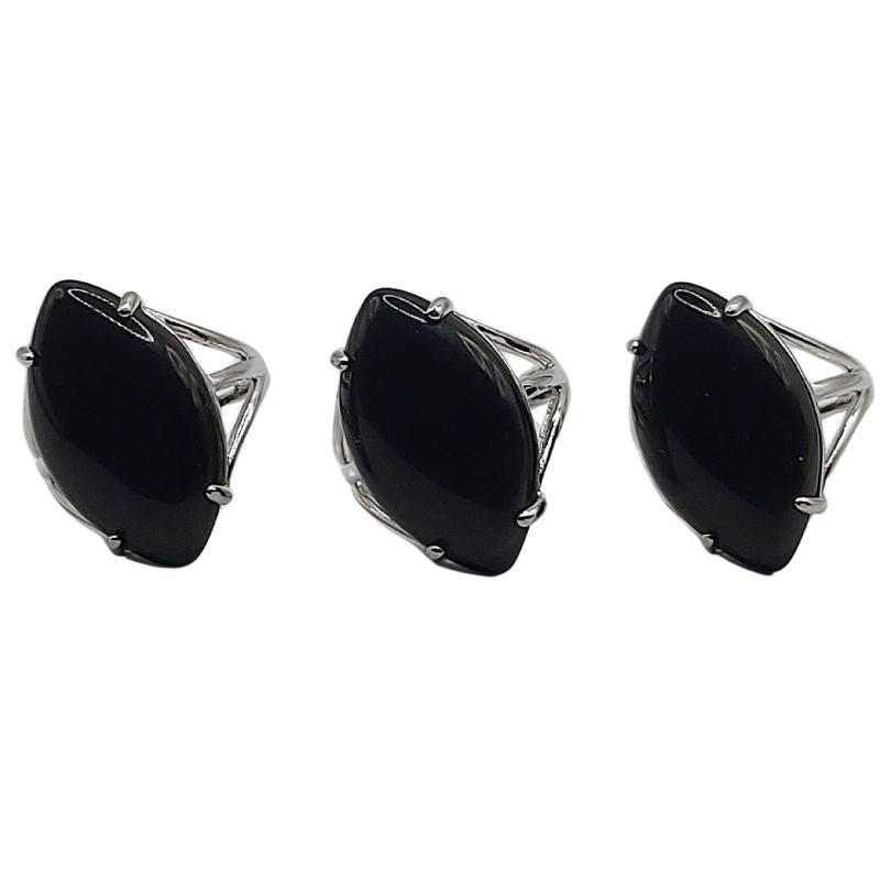 Bague marquise en Onyx Noir - Qualité A
