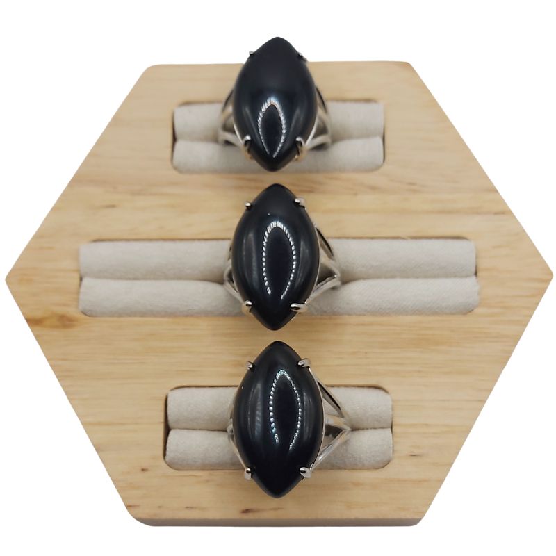 Bague marquise en Onyx Noir - Qualité A