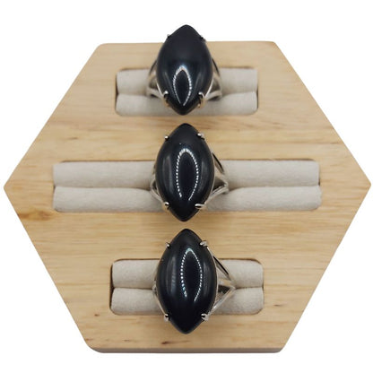 Bague marquise en Onyx Noir - Qualité A