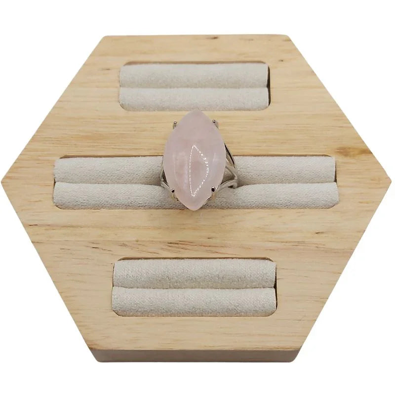 Bague marquise en Quartz Rose - Qualité A