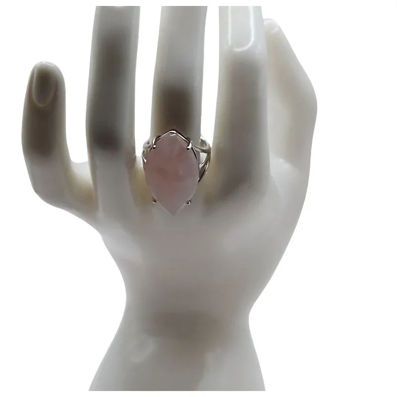Bague marquise en Quartz Rose - Qualité A