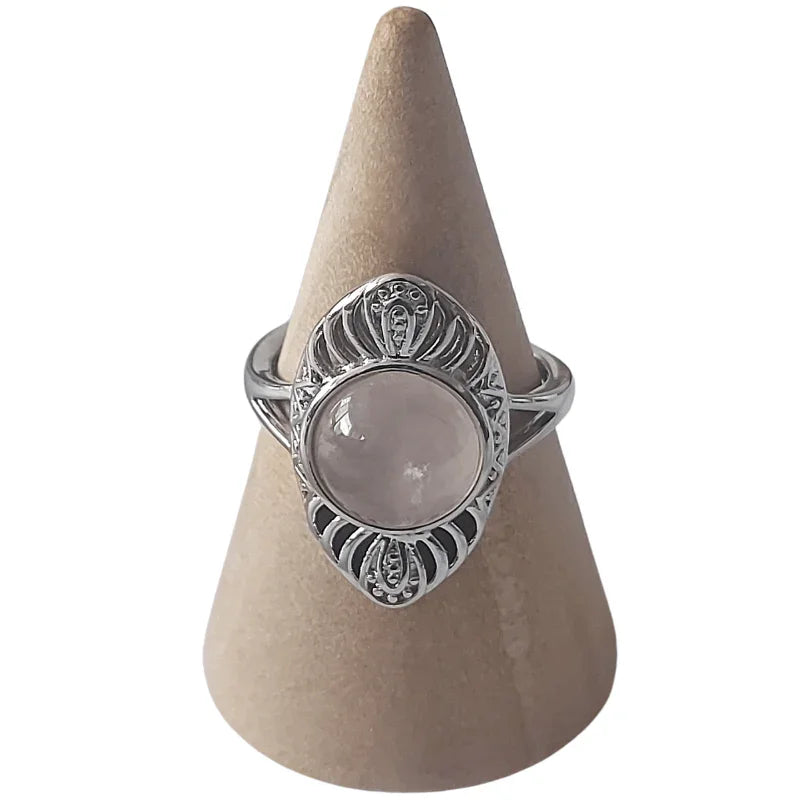 Bague Ovale Quartz Rose - Litho Natura