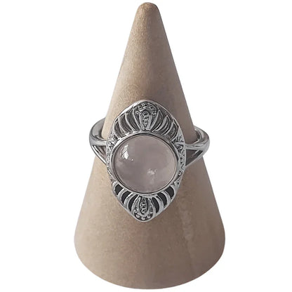 Bague Ovale Quartz Rose - Litho Natura