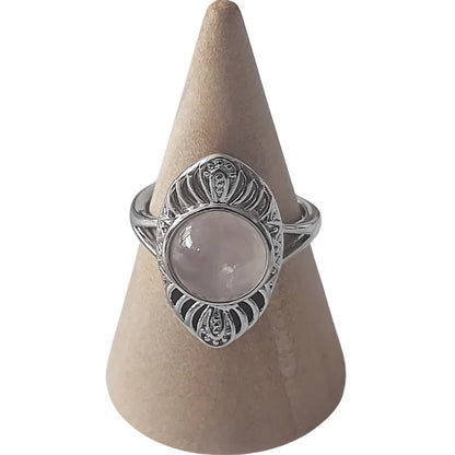 Bague Ovale Quartz Rose - Litho Natura