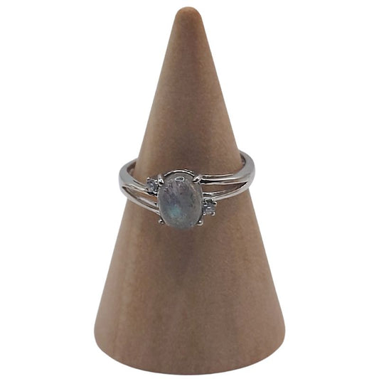 Bagues Ajustables Ovales en Labradorite Naturelle