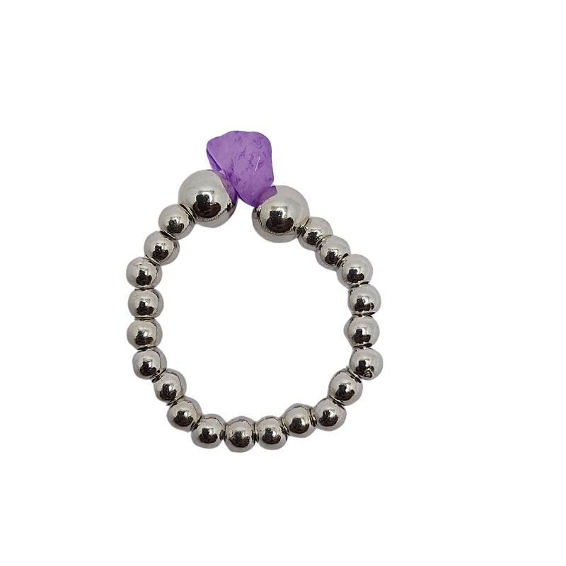 Bagues Empilables Boho-Chic en Améthyste - Bijoux Mixtes