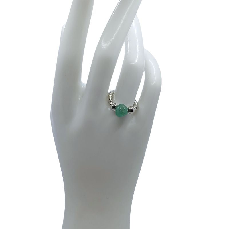 Bagues Empilables Boho-Chic en Aventurine Verte - Bijoux Mixtes