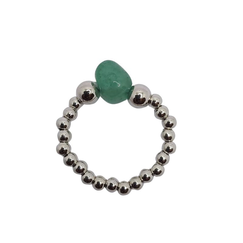 Bagues Empilables Boho-Chic en Aventurine Verte - Bijoux Mixtes