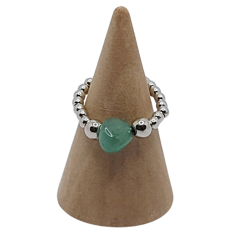 Bagues Empilables Boho-Chic en Aventurine Verte - Bijoux Mixtes