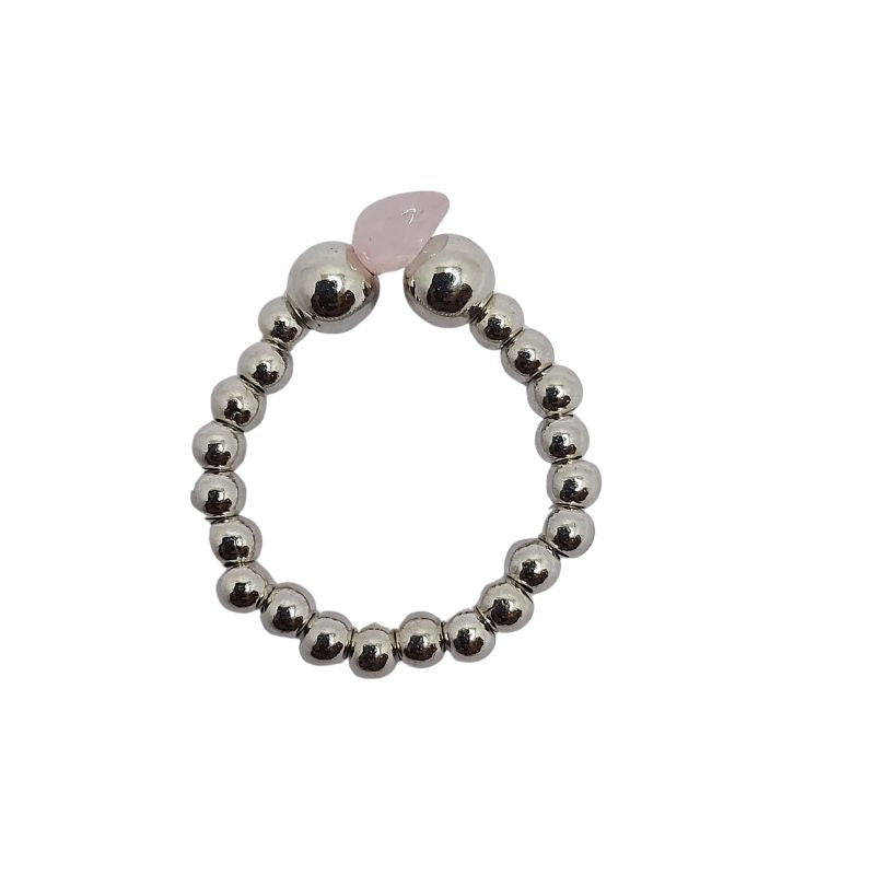 Bagues Empilables Boho-Chic en Quartz Rose - Bijoux Mixtes