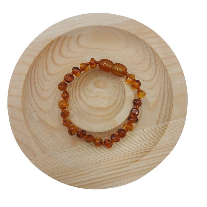 Bracelet Bébé Ambre Cognac - Qualité AA - Litho Natura