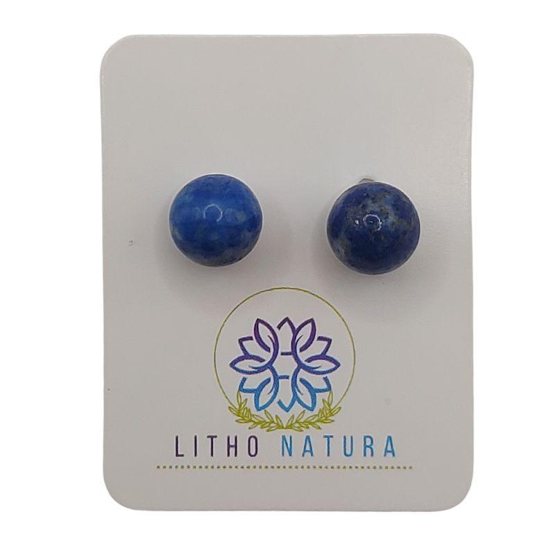 Boucles d'oreilles Rondes en Perle de pierre naturelle - Lapis Lazuli - Litho Natura