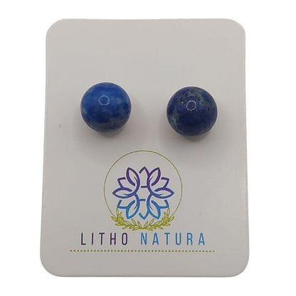 Boucles d'oreilles Rondes en Perle de pierre naturelle - Lapis Lazuli - Litho Natura