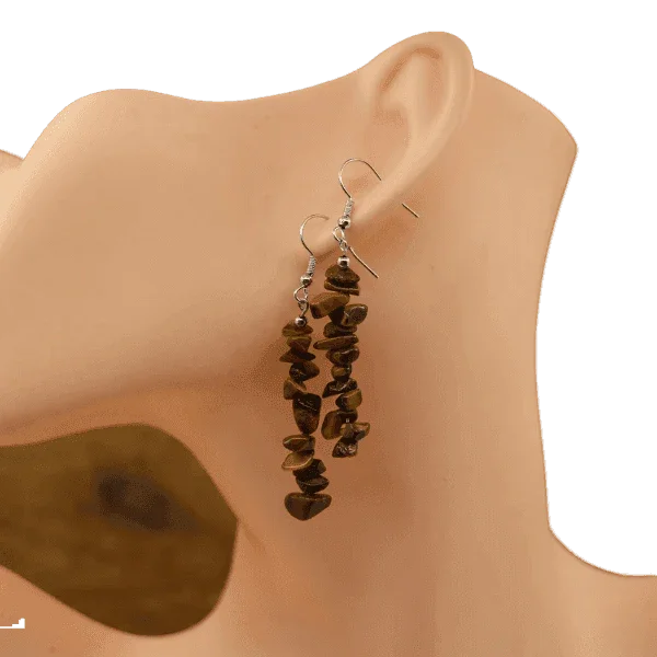 Boucles d'oreilles en pierre naturelle - Oeil de Tigre - Litho Natura