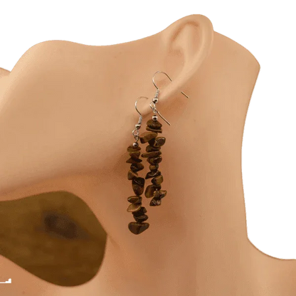 Boucles d'oreilles en pierre naturelle - Oeil de Tigre - Litho Natura