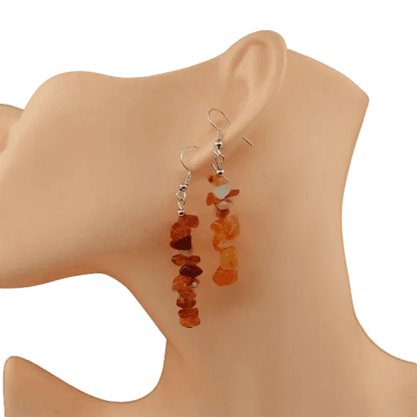Boucles d'oreilles en pierre naturelle - Agate Rouge - Litho Natura