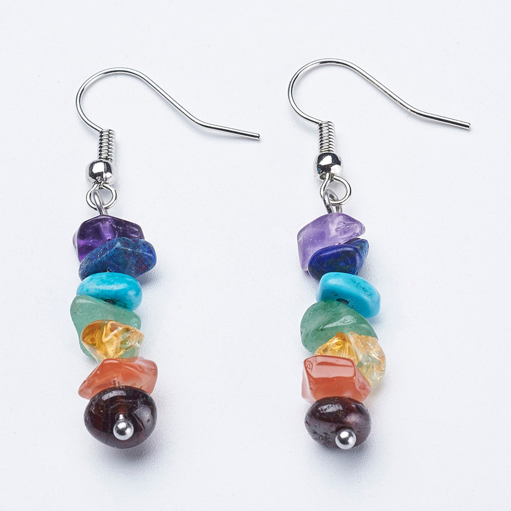 Boucles d'Oreilles Baroque au 7 Chakras - Énergie et Élégance - Litho Natura