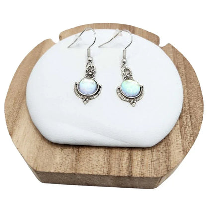 Boucles d'Oreilles Pendantes Longues Vintage en Opale