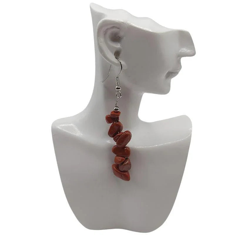 Boucles d'oreilles en pierre naturelle - Jaspe Rouge - Litho Natura