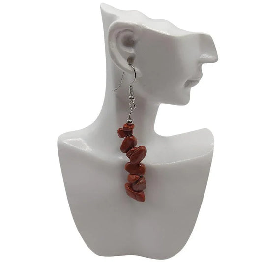Boucles d'oreilles en pierre naturelle - Jaspe Rouge - Litho Natura