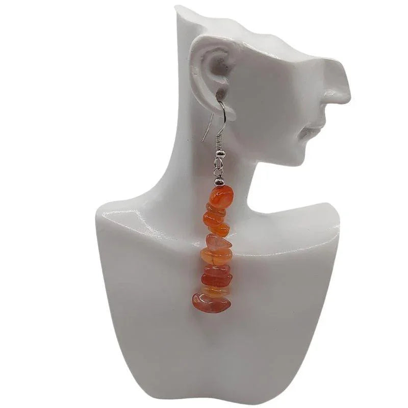 Boucles d'oreilles en pierre naturelle - Agate Rouge - Litho Natura