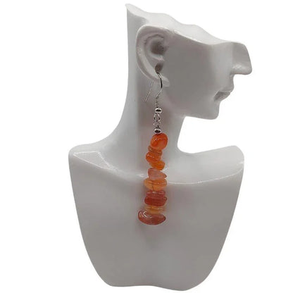Boucles d'oreilles en pierre naturelle - Agate Rouge - Litho Natura
