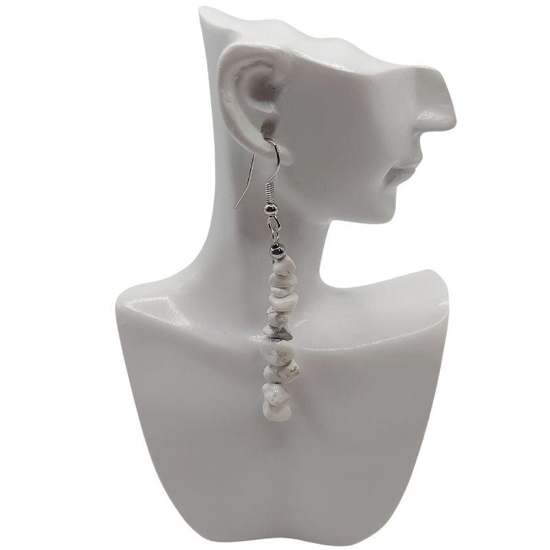 Boucles d'oreilles en pierre naturelle - Howlite - Litho Natura