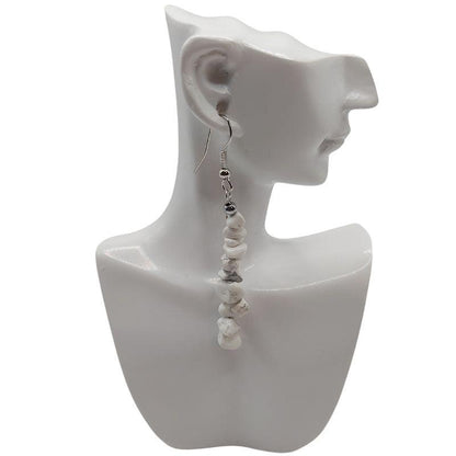 Boucles d'oreilles en pierre naturelle - Howlite - Litho Natura