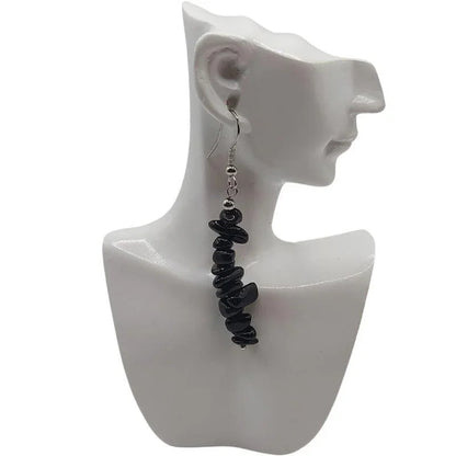 Boucles d'oreilles en pierre naturelle - Obsidienne Noire - Litho Natura