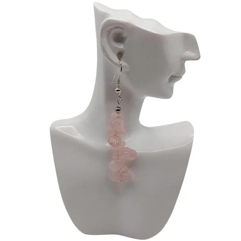Boucles d'oreilles en pierre naturelle - Quartz Rose - Litho Natura