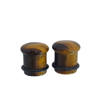 Boucles d'Oreilles Bouchon _Plug en Œil de Tigre