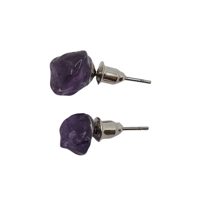 Boucles d'Oreilles Chips Mixte en Améthyste Naturelle