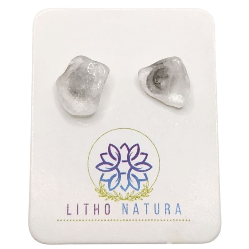 Boucles d'Oreilles Chips Mixte en Cristal de Roche Naturel