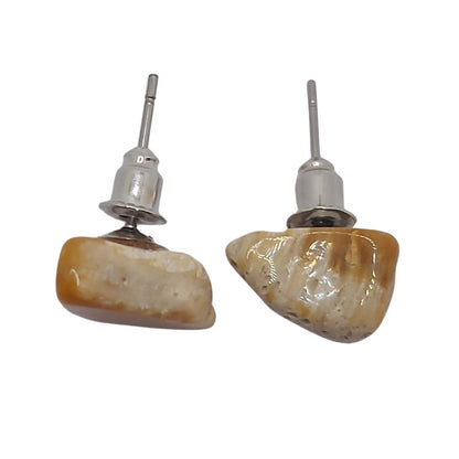 Boucles d'Oreilles Chips Mixte en Jaspe Jaune Naturel