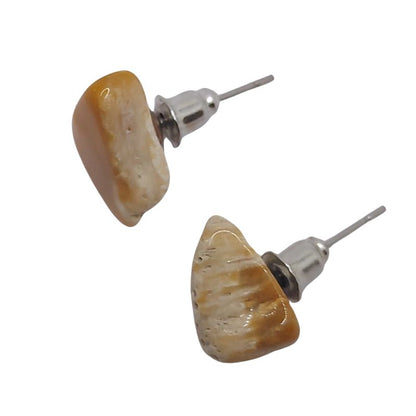 Boucles d'Oreilles Chips Mixte en Jaspe Jaune Naturel