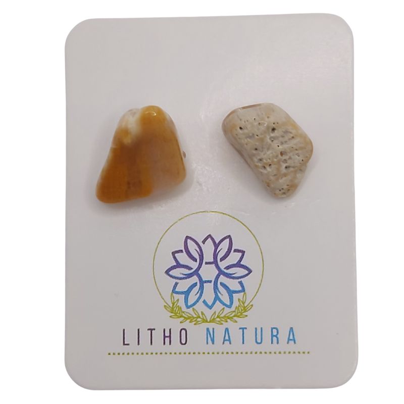 Boucles d'Oreilles Chips Mixte en Jaspe Jaune Naturel