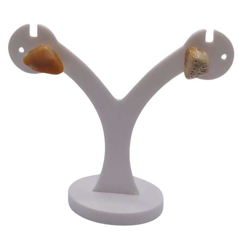 Boucles d'Oreilles Chips Mixte en Jaspe Jaune Naturel