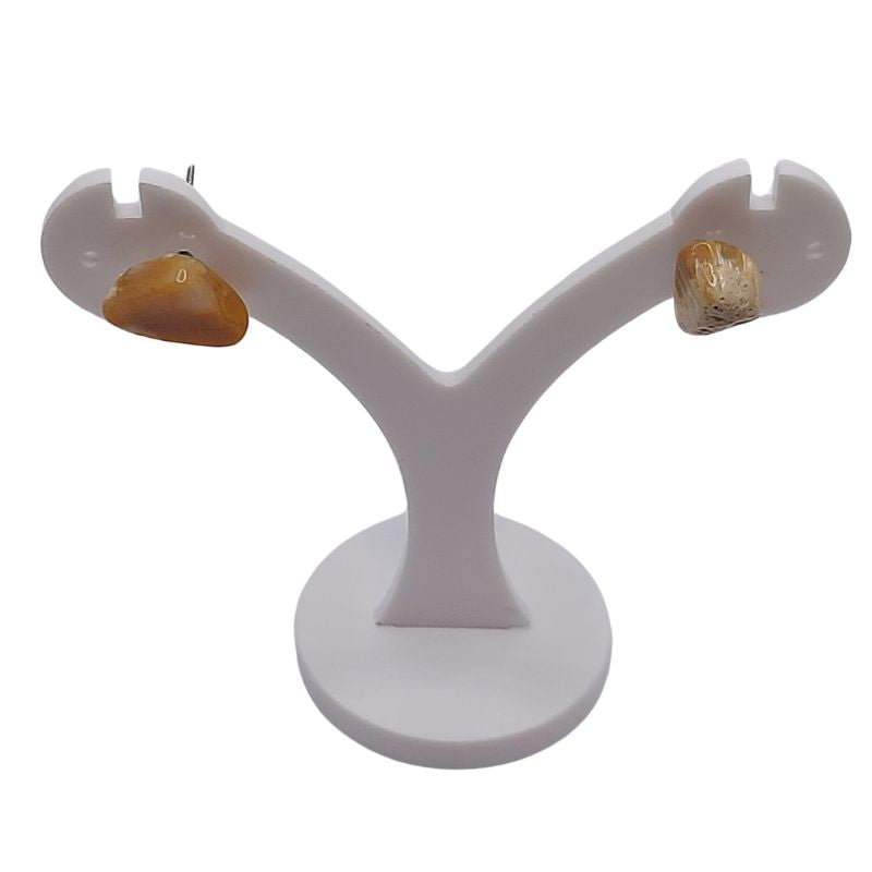 Boucles d'Oreilles Chips Mixte en Jaspe Jaune Naturel