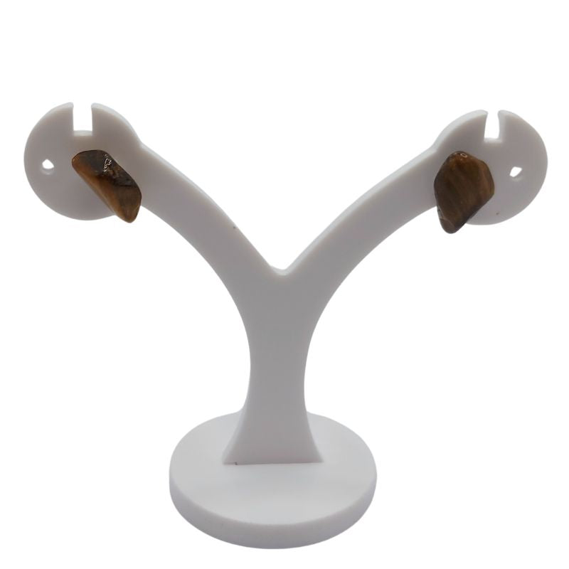 Boucles d'Oreilles Chips Mixte en Œil de Tigre Naturel