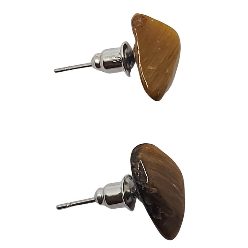 Boucles d'Oreilles Chips Mixte en Œil de Tigre Naturel