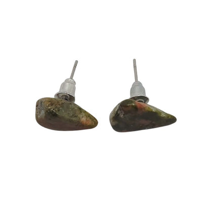 Boucles d'Oreilles Chips Mixte en Unakite Naturelle