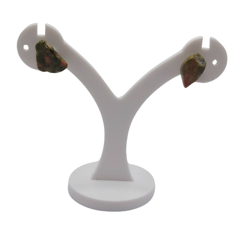 Boucles d'Oreilles Chips Mixte en Unakite Naturelle